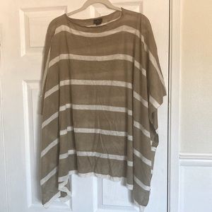 Brooks Brothers taupe and white poncho sweater